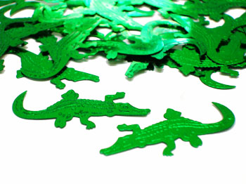 Alligator Confetti, Green Metallic Alligators